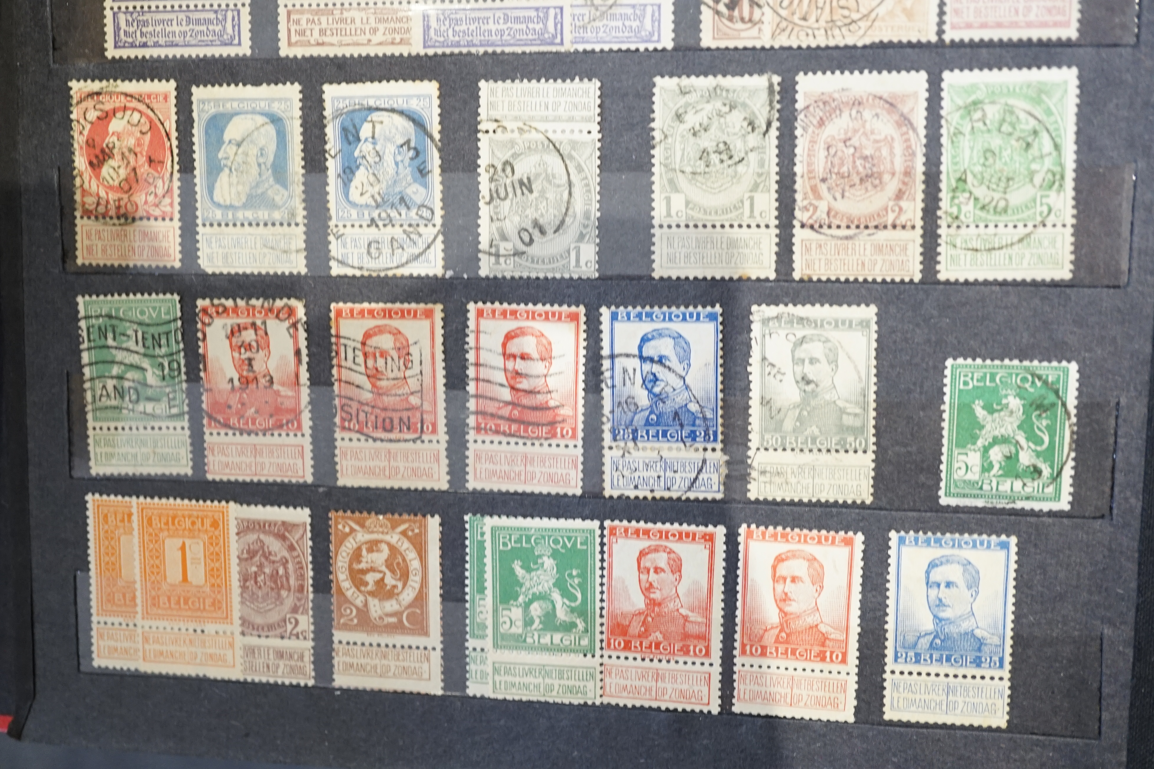 Two albums of assorted stamps including British covers, Belgium, etc.
